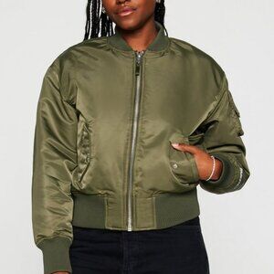 Fabletics Olive Oversized Bomber Jacket – XS / S (Utility Style)
